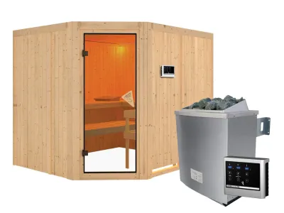 Systemsauna Malin bronzierte Ganzglastür, inkl. 9 kW Saunaofen ext. Steuerung Produktbild #3