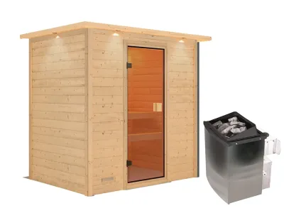 Sauna Massivholzsauna Selena mit Dachkranz, inkl. 9 kW Ofen mit integrierter Steuerung Produktbild #14