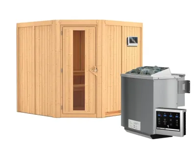 Systemsauna Jarin Holztür mit Isolierglas, inkl. 9 kW Bio-Kombiofen ext. Steuerung Produktbild #3