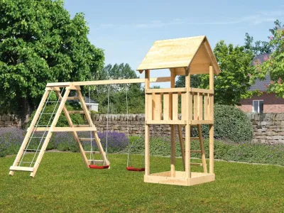 Spielturm Lotti naturbelassen inkl. Doppelschaukel Produktbild #1