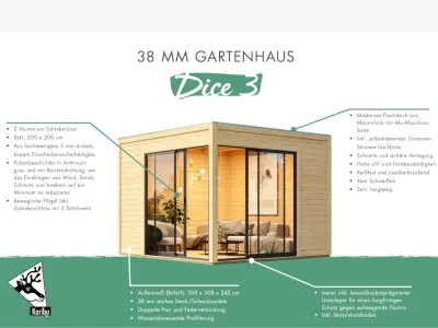 Gartenhaus Dice 3 38 mm naturbelassen Produktbild #4