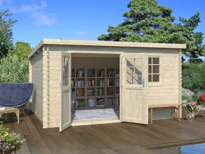 Gartenhaus Blockbohlenhaus CA2981 28 mm naturbelassen Produktbild #1