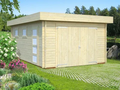Garage Rasmus 19,0 m² mit Holztor 44 mm naturbelassen Produktbild #1