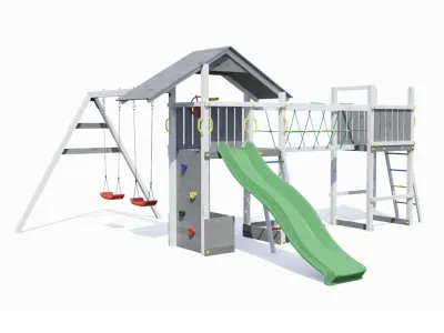 Spielturm Smart 4 Bridge grau/weiß inkl. Rutsche grün Produktbild #5