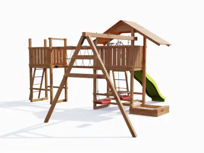 Spielturm Smart 1 Bridge teakfarben inkl. Rutsche gelb Produktbild #6