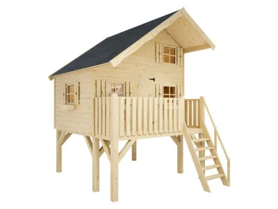 Stelzenhaus Tom XL 15 mm naturbelassen inkl. Veranda und Stelzen Produktbild #3