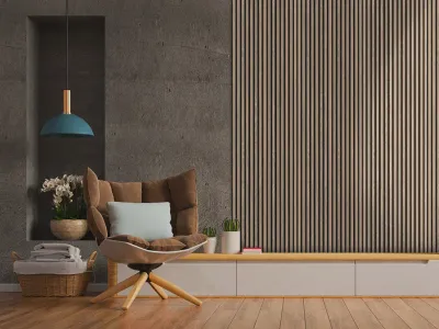 Akustikpaneele Wandverkleidung Grey Oak 240 cm Filz schwarz Produktbild #1