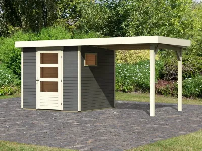 Gartenhaus Bielefeld 1 19 mm terragrau inkl. 240 cm Anbau Produktbild #9