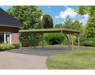 Carport Doppel 1 CLASSIC inkl. 2 Einfahrtsbögen, inkl. 0,5 mm Stahldachplatte Produktbild #1
