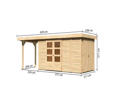 Gartenhaus SET Retola 5 19 mm naturbelassen, inkl. 2,4 m Anbaudach + Anbauschrank Produktbild #7