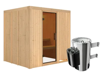 Sauna Systemsauna Daria graphit Ganzglastür + Plug & Play Saunaofen mit Steuerung Produktbild #8