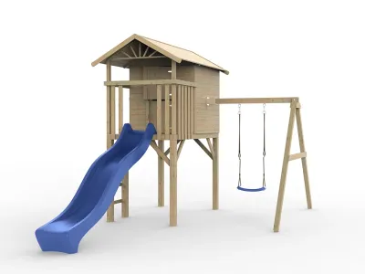 Stelzenhaus Tree Hut KDI inkl. Einzelschaukel und Rutsche blau Produktbild #4