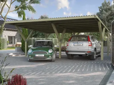 Y-Flachdach Doppelcarport, PVC Dach Produktbild #1