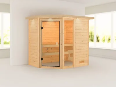 Sauna Jada mit bronzierter Glastür und Dachkranz Produktbild #6