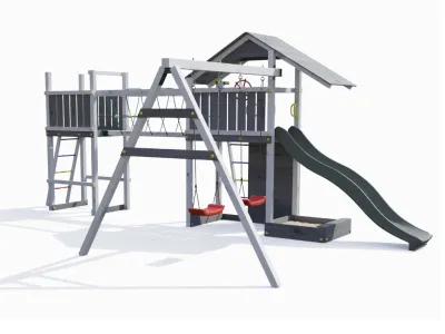 Spielturm Smart 2 Bridge grau-weiß inkl. Rutsche grau Produktbild #6