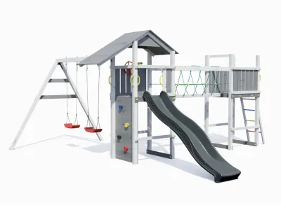 Spielturm Smart 5 Bridge grau/weiß inkl. Rutsche grau Produktbild #5