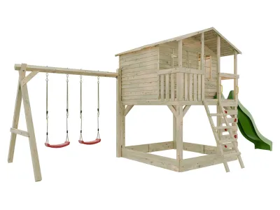 Stelzenhaus Henry kesseldruckimprägniert inkl. Doppelschaukel und Rutsche grün Produktbild #5