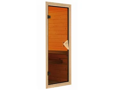 Systemsauna Rodin mit Dachkranz, bronzierte Ganzglastür, inkl. 9 kW Saunaofen integr. Steuerung Produktbild #4