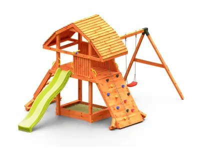 Spielturm Giant Move teakfarben inkl. Rutsche gelb Produktbild #5