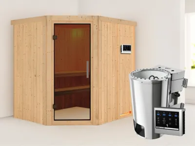 Sauna Systemsauna Lilja graphit Ganzglastür + Plug & Play Bio-Ofen mit externer Steuerung Produktbild #1