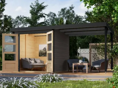 Hybrid-Gartenhaus Jupiter B Set terragrau/anthrazit Produktbild #1