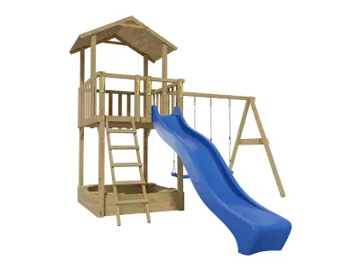 Spielturm Tilly Classic mit Doppelschaukel KDI inkl. Rutsche blau + Sitze blau Produktbild #4