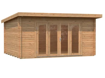 Gartenhaus Blockbohlenhaus Lea 14,2 m² 44 mm braun tauchimprägniert Produktbild #1