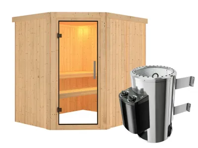 Sauna Systemsauna Lilja Klarglas Ganzglastür + Plug & Play Saunaofen mit Steuerung Produktbild #4