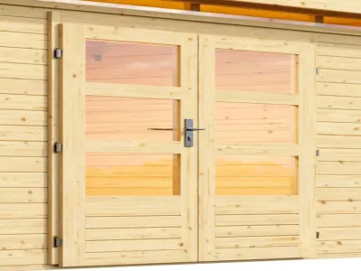 Gartenhaus SET Kandern 6 28 mm naturbelassen, inkl. 3,2 m Anbaudach + Seiten- und Rückwand Produktbild #5