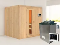 Sauna Sodin mit isolierter Holztür SET naturbelassen mit Ofen 9 kW ext. Strg. Easy Produktbild #1