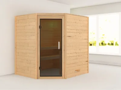 Sauna Massivholzsauna Mia graphit Ganzglastür Produktbild #2