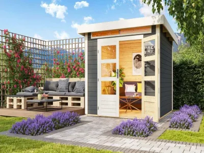 Gartenhaus Kandern 3 28 mm terragrau Produktbild #1