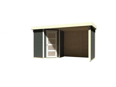 Gartenhaus SET Schwandorf 3 19 mm terragrau, inkl. 2,8 m Anbaudach + Seiten- und Rückwand Produktbild #8
