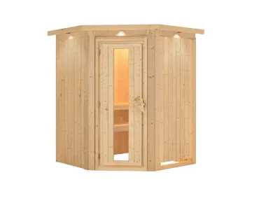 Systemsauna Larin mit Dachkranz, Holztür mit Isolierglas Produktbild #2