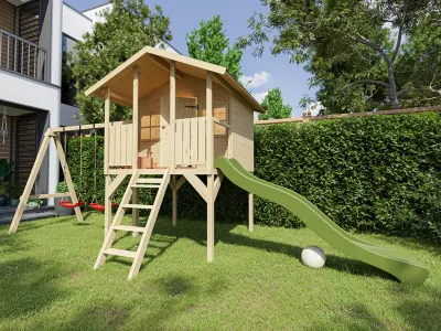Stelzenhaus Toby inkl. Doppelschaukel und Rutsche grün Produktbild #1