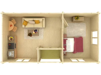 Ferienhaus Blockbohlenhaus Anna 26,8+1,9 m² 70 mm naturbelassen Produktbild #4
