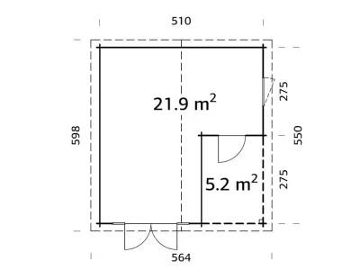 Gartenhaus Blockbohlenhaus Irene 21,9+5,2 m² 44 mm naturbelassen Produktbild #3