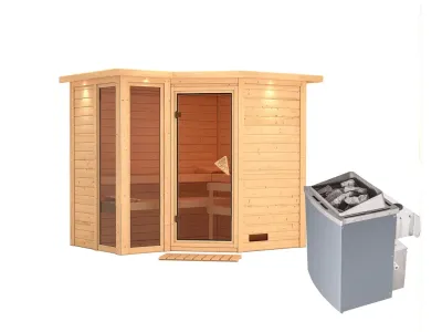 Sauna Massivholzsauna Amara mit Dachkranz inkl. 9 kW Saunaofen integr. Steuerung Produktbild #8