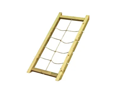 Spielturm Zubehör Holzrampe mit Kletternetz naturbelassen Produktbild #1