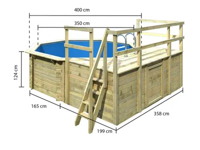 Pool Holzpool Modell 1 Variante D kdi mit 3-teiliger Sonnenterrasse Produktbild #4