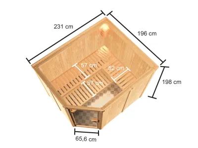 Sauna Horna mit bronzierter Glastür + 9 kW Bio-Kombiofen mit ext. Strg. Produktbild #7