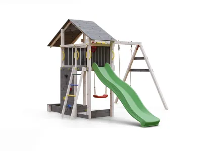 Spielturm Smart 2 grau-weiß inkl. Rutsche grün Produktbild #5