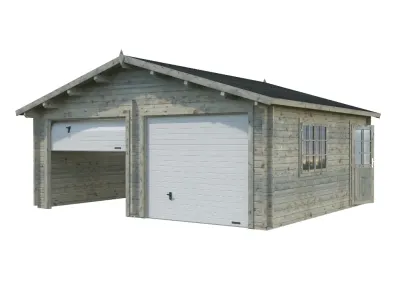 Garage Roger 28,4 m² mit Sektionaltor 44 mm grau tauchimprägniert Produktbild #1