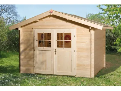 Gartenhaus Premium28 Gr. 6 28 mm natubelassen mit 20 cm Vordach Produktbild #1