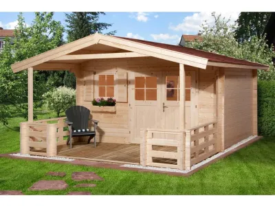 Gartenhaus Blockbohlenhaus 111 B Gr. 3 28 mm naturbelassen Produktbild #1
