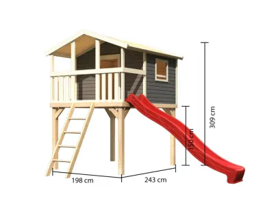 Stelzenhaus Benjamin terragrau inkl. Rutsche rot Produktbild #4
