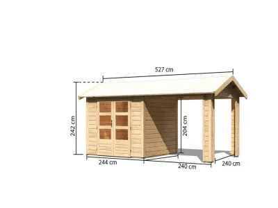 Gartenhaus SET Theres 3 28 mm naturbelassen inkl. 2,6 m Dachausbauelement Produktbild #7