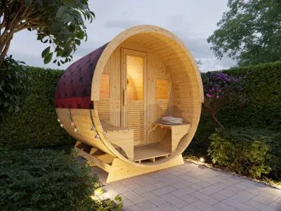 Fasssauna Augusta Set Fichte naturbelassen Produktbild #1