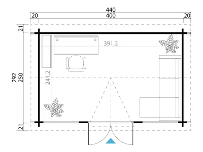 Gartenhaus Blockbohlenhaus Kensington 44 mm lichtgrau Produktbild #4