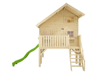 Stelzenhaus Tom XL 15 mm naturbelassen inkl. Veranda, Stelzen und Rutsche grün Produktbild #2